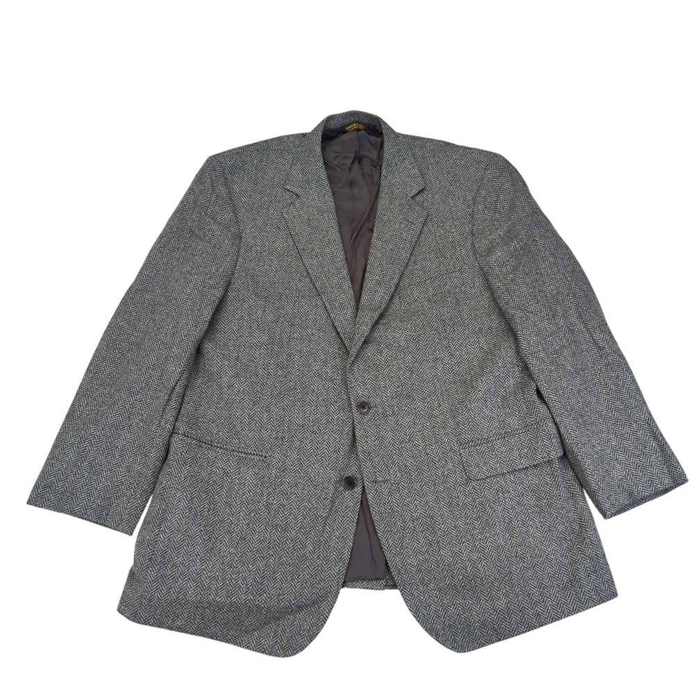 Southwick Mens‎ Herringbone Blazer Sport Coat Size 46 2 Button Made USA Academia
